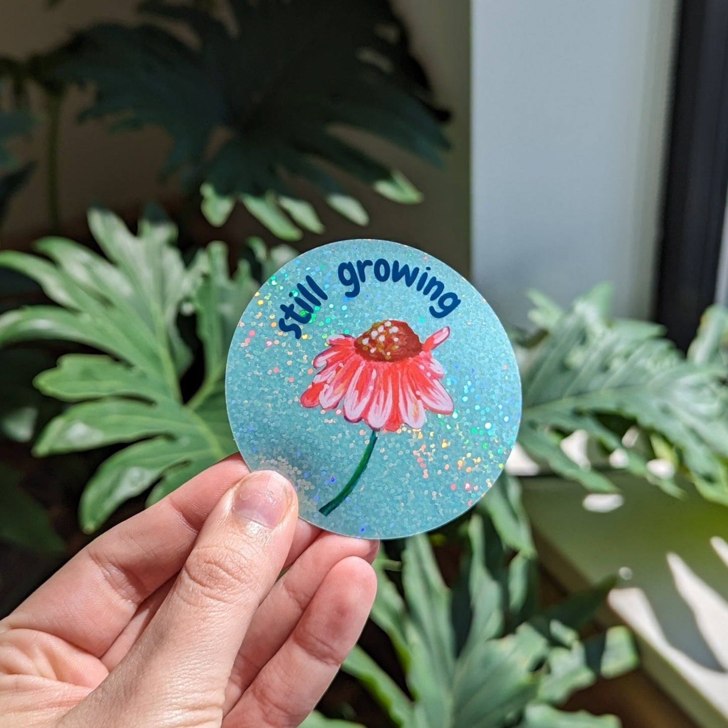 sparkly still growing sticker