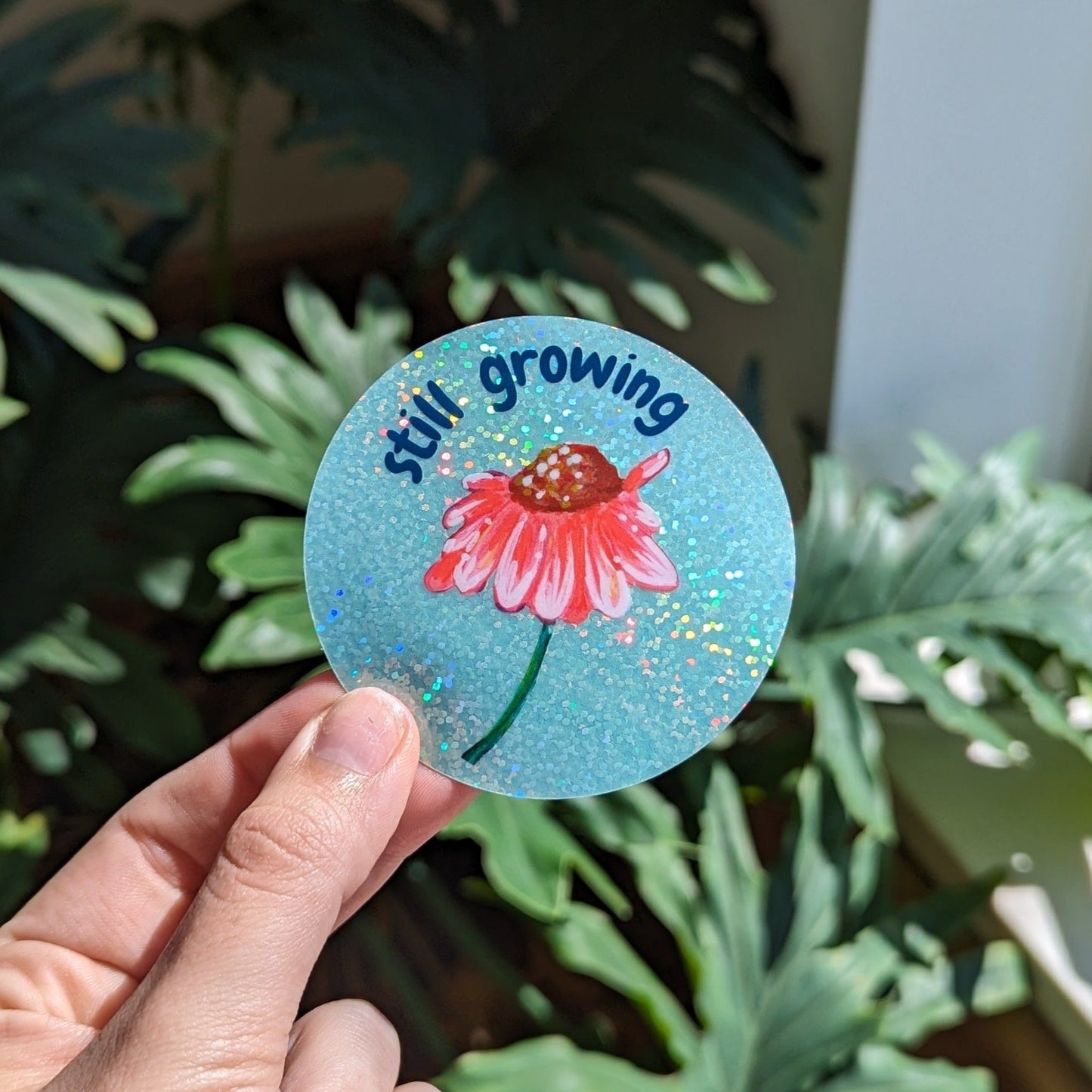 sparkly still growing sticker