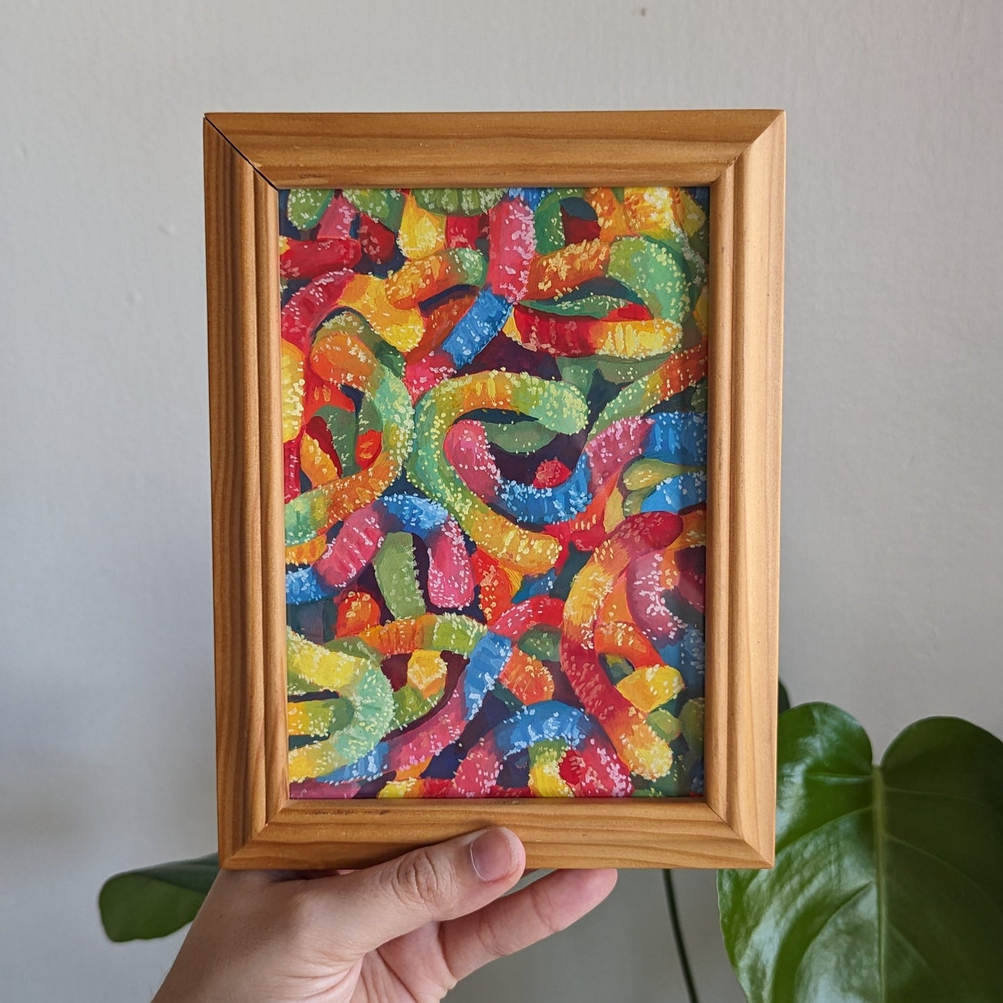 🍭 sour worms - original gouache painting